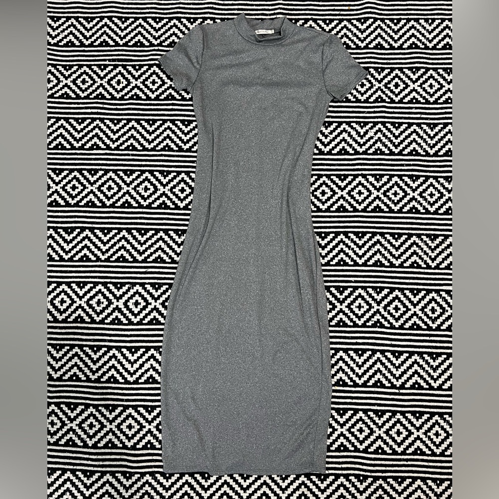Gray high-neck dress